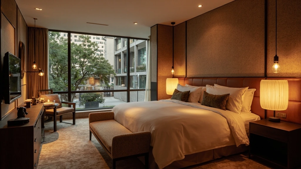A Deluxe King room with a city view and Italian-craft leather millwork.